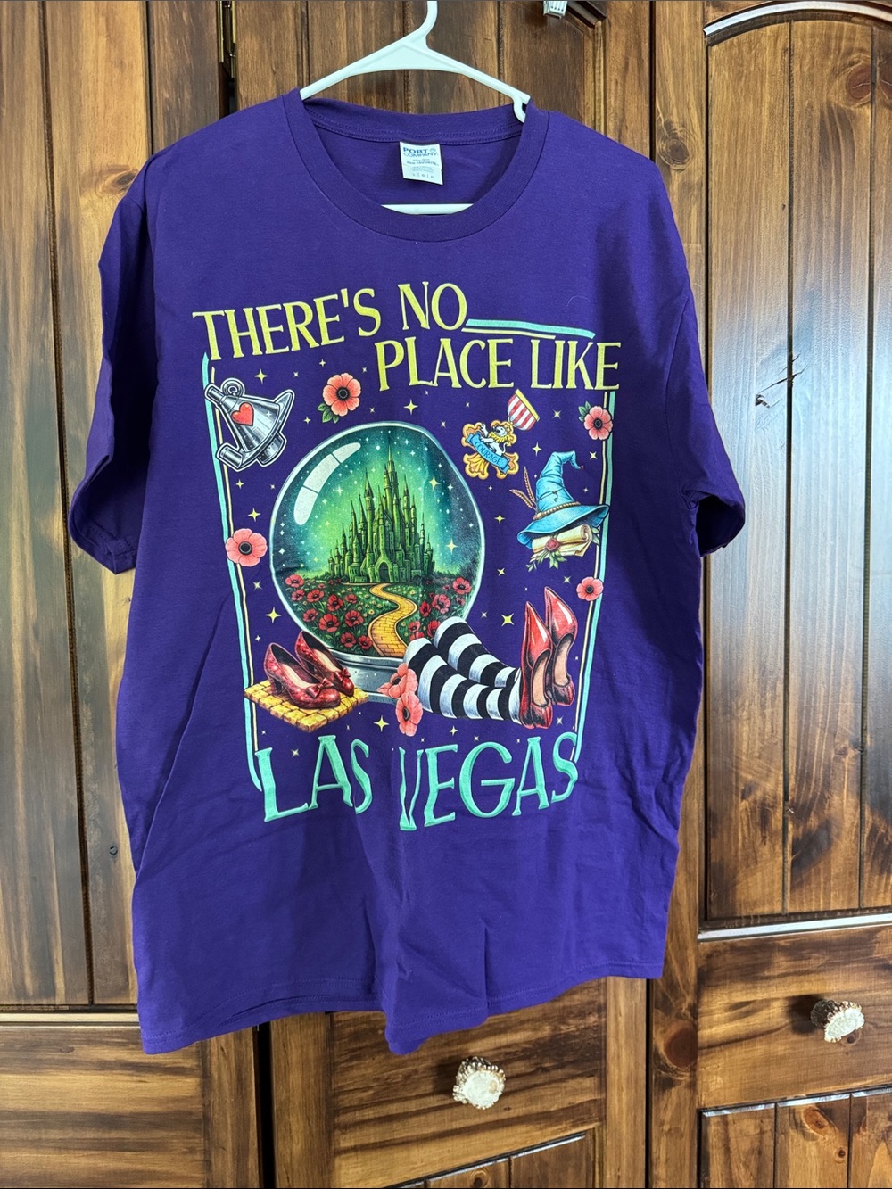 Port & Company Purple Women's Short-Sleeve Graphic Tee- Las Vegas Wizard of Oz